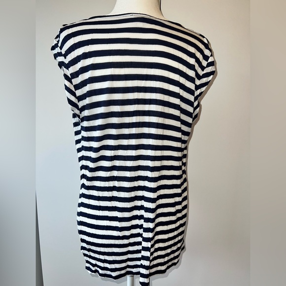 Express size L navy & white striped shirt sleeve tunic - Picture 2 of 2